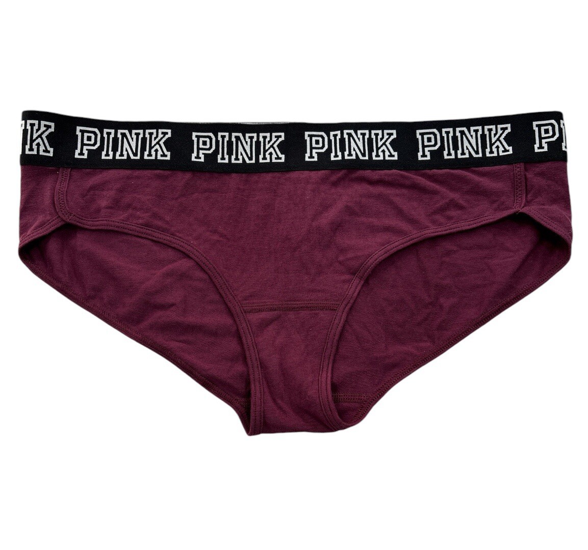 Victoria’s Secret Pink Logo Band Hipster Panty Maroon/Burgundy Size Large
