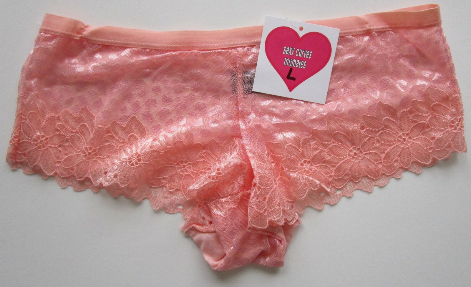 Sexy Curves Intimates Nylon Blend Lace Boyshort Pantie Size Large NWT