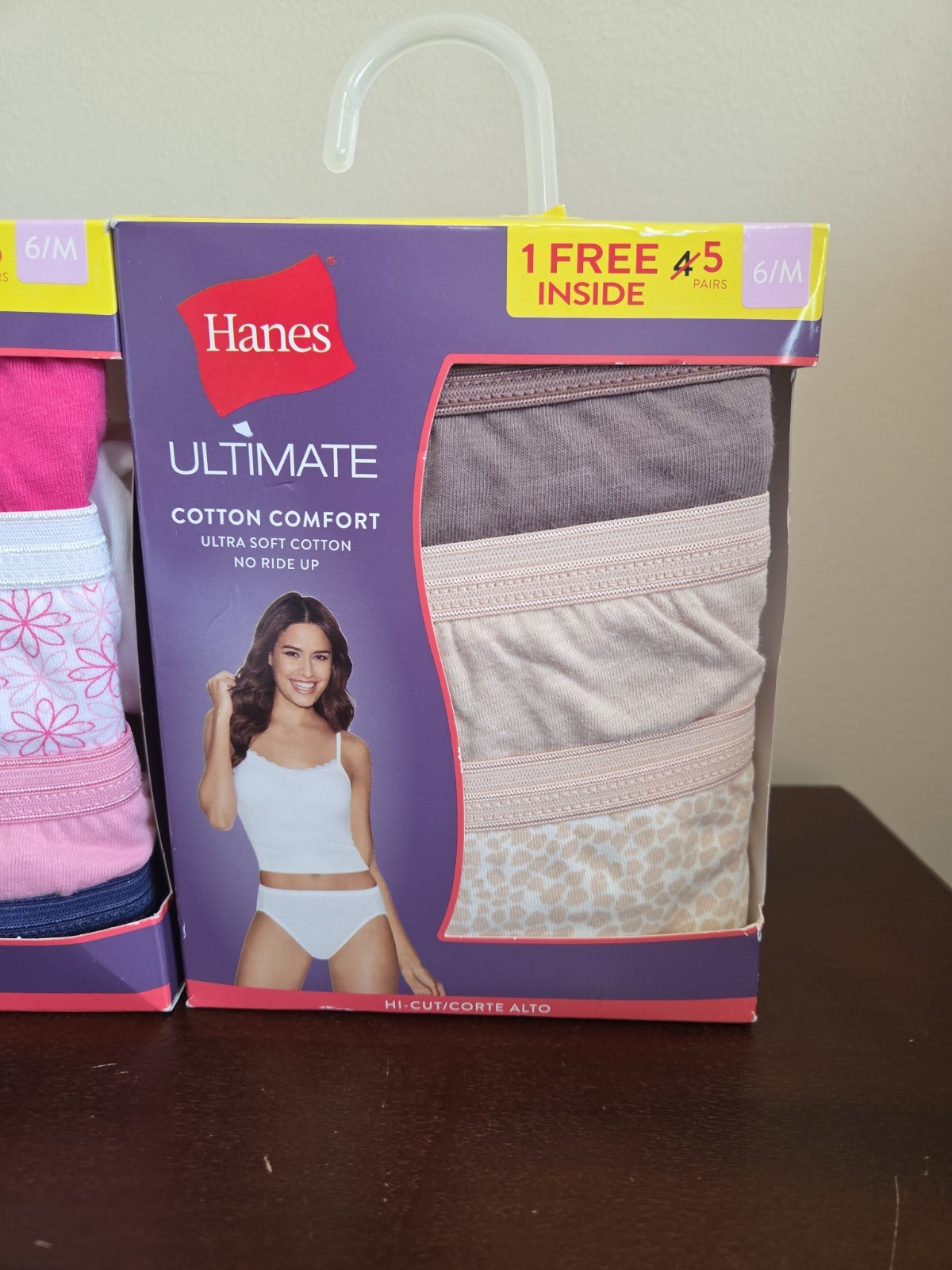 New In Box Hanes Ultimate Cotton Comfort Hi-Cut Panty 5 Pack Lot Of 2 Size 6/M