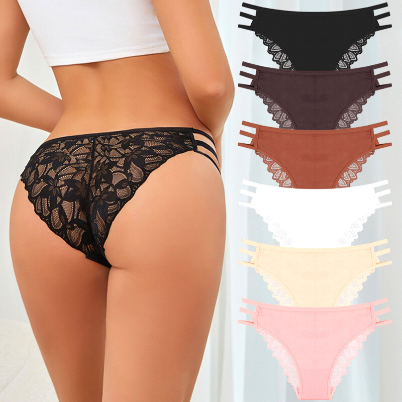 6 Pack Lot Sexy See Through Lace Panties Underwear Lingeries Sheer Briefs Bikini