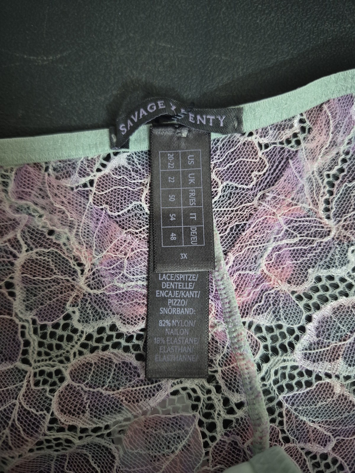 Savage X Fenty Sun Tide Floral Cheeky Pantie Pink Lace Size 3X