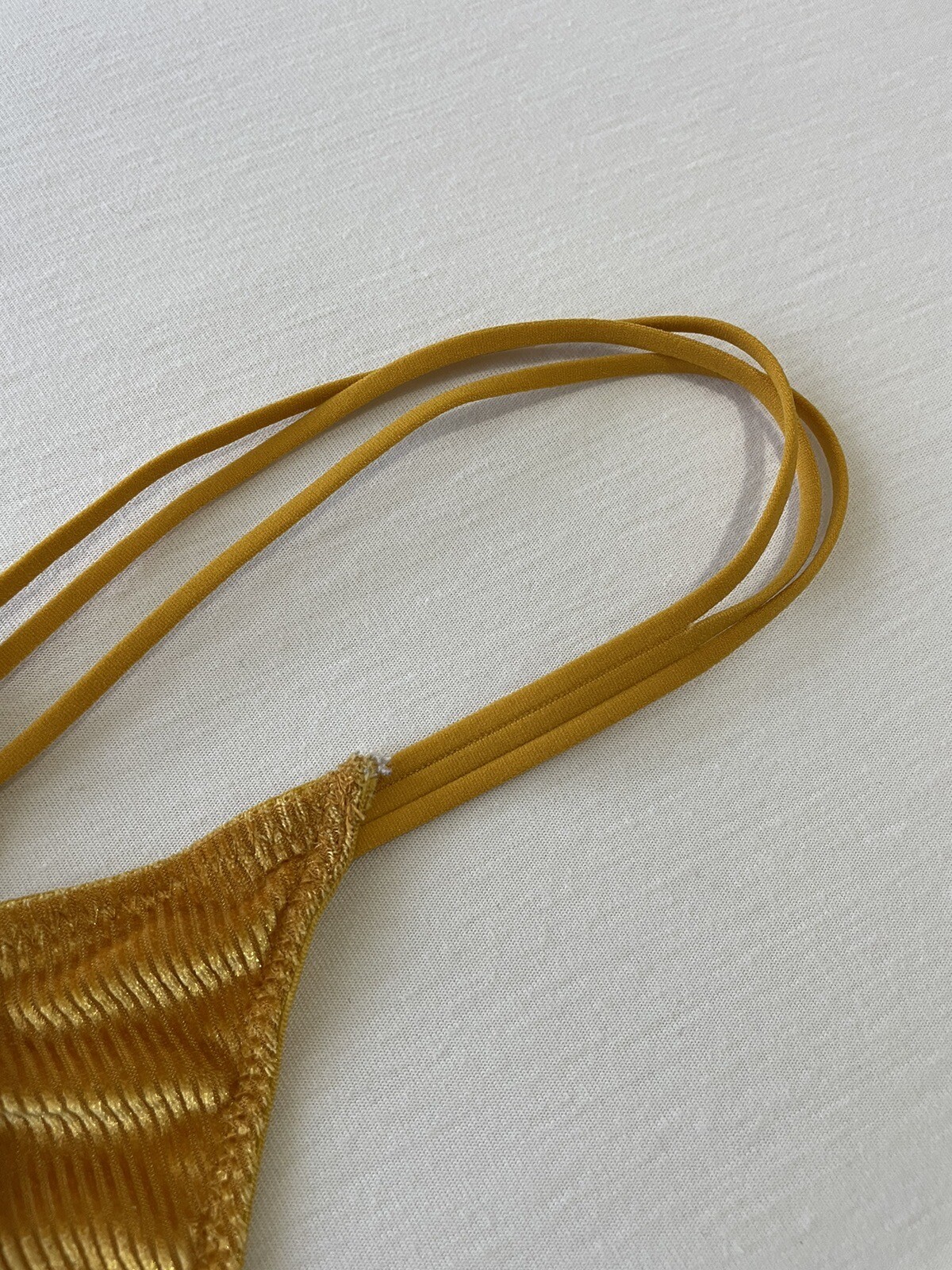 Anthropologie FREE PEOPLE Ribbed Golden Yellow THONG PANTY Large