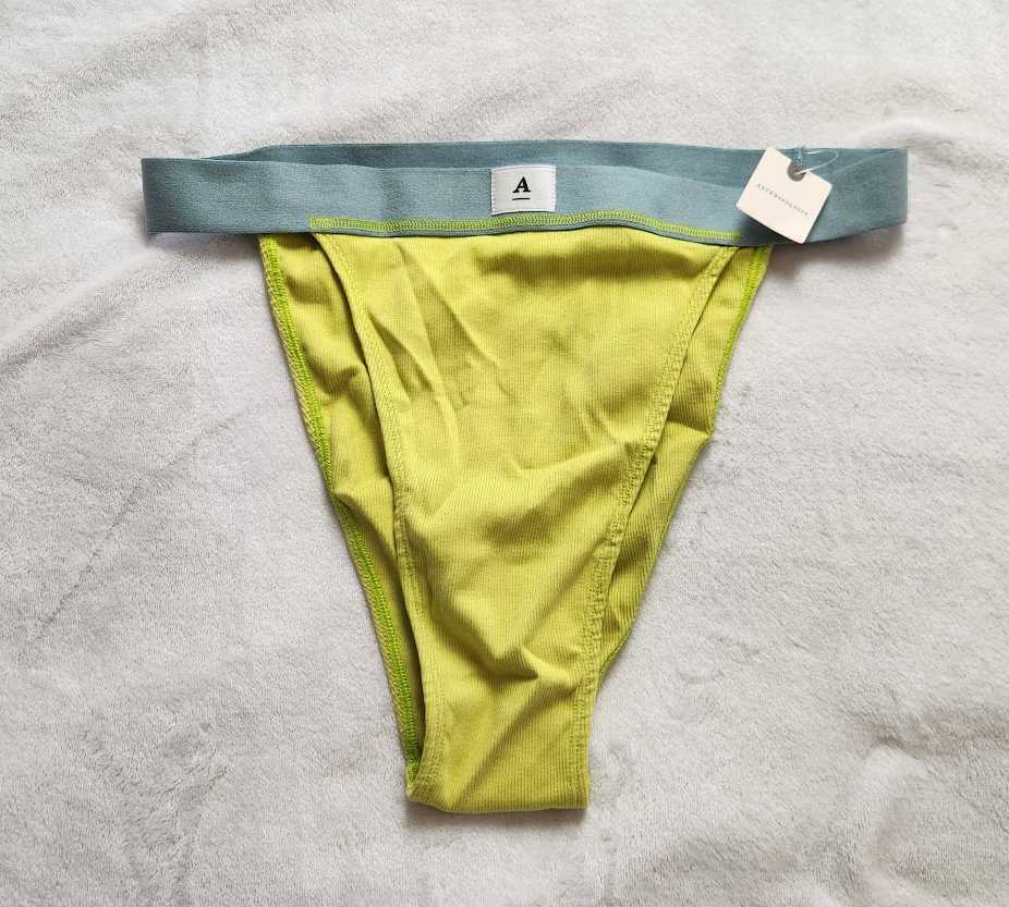 New women’s S M XL By Anthropologie ribbed cotton bikini panty Chartreuse