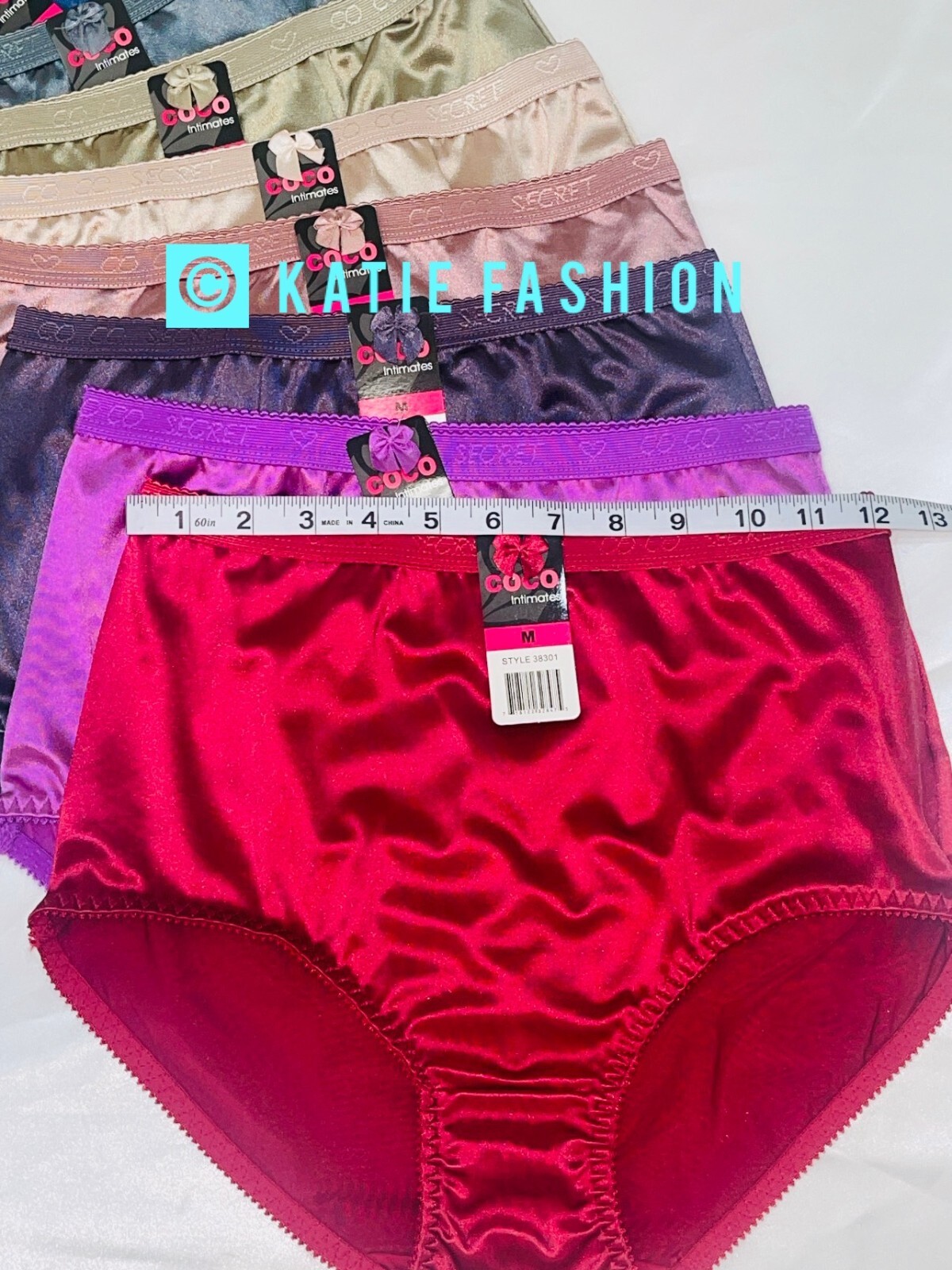 6 Pack High Waist Full Coverage Shiny Smooth Silky Satin Brief Panty Underwear M