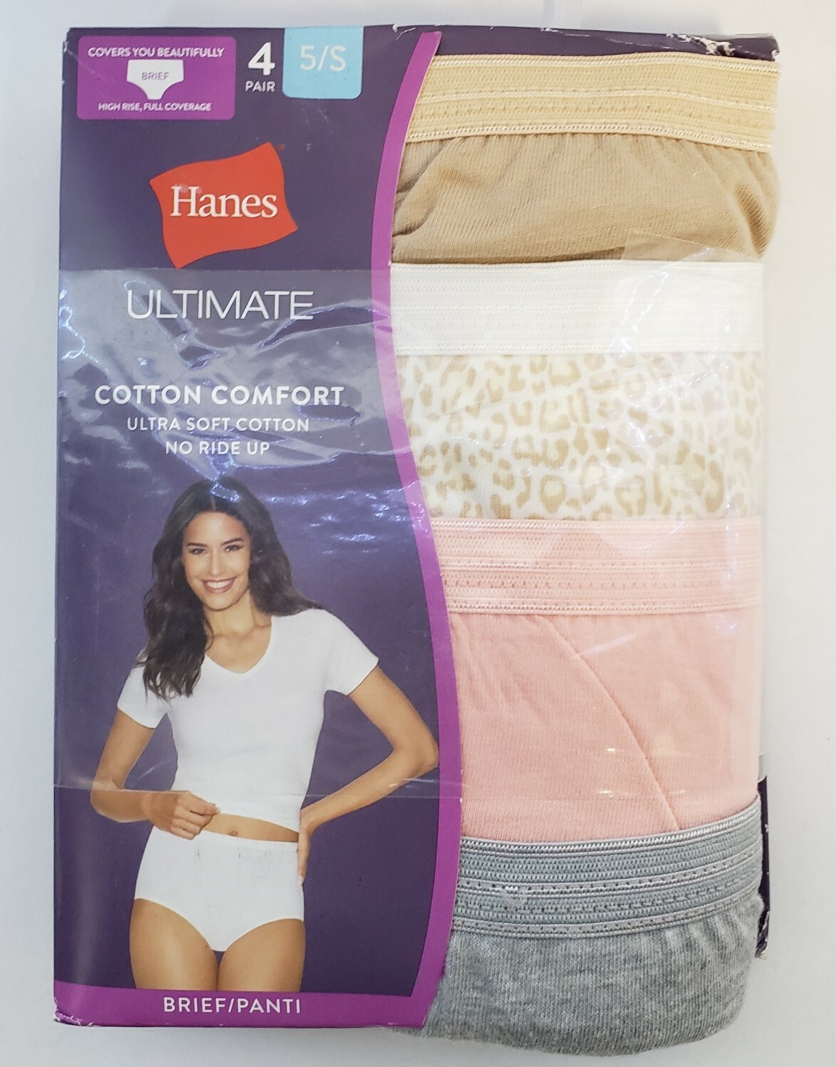 Hanes Ultimate Women’s HI-CUT 4-Pack Cotton Comfort TAGLESS 5/S Multicolor- 4H3
