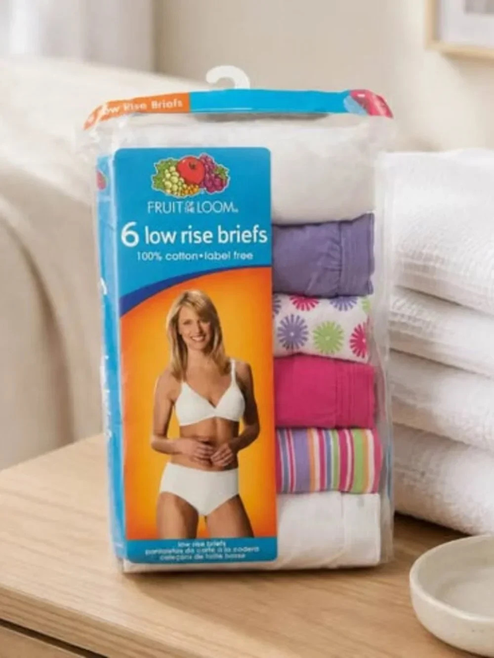 Fruit of the Loom Women’s Low Rise Briefs Size 5 6-Pack 100% Cotton New Sealed