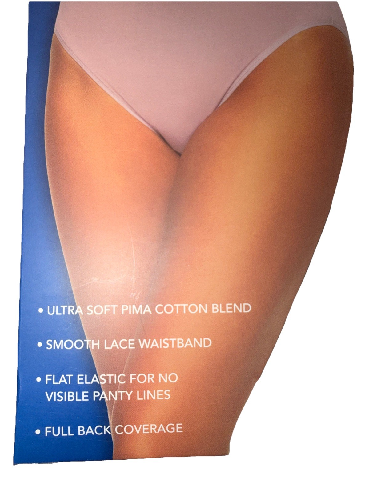 Felina Women’s Pima Cotton Blend Hi-Cut Panties 6-Pack Lace Trim Size S