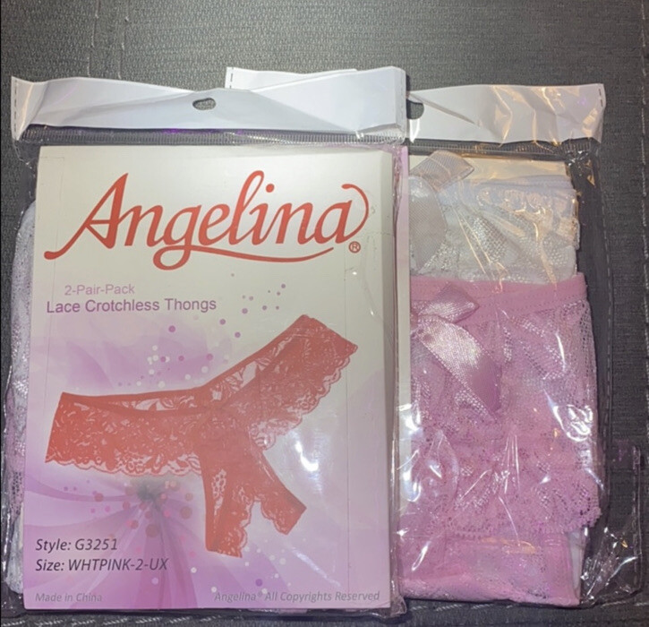Angelina Lace Crotchless Thongs Size Small