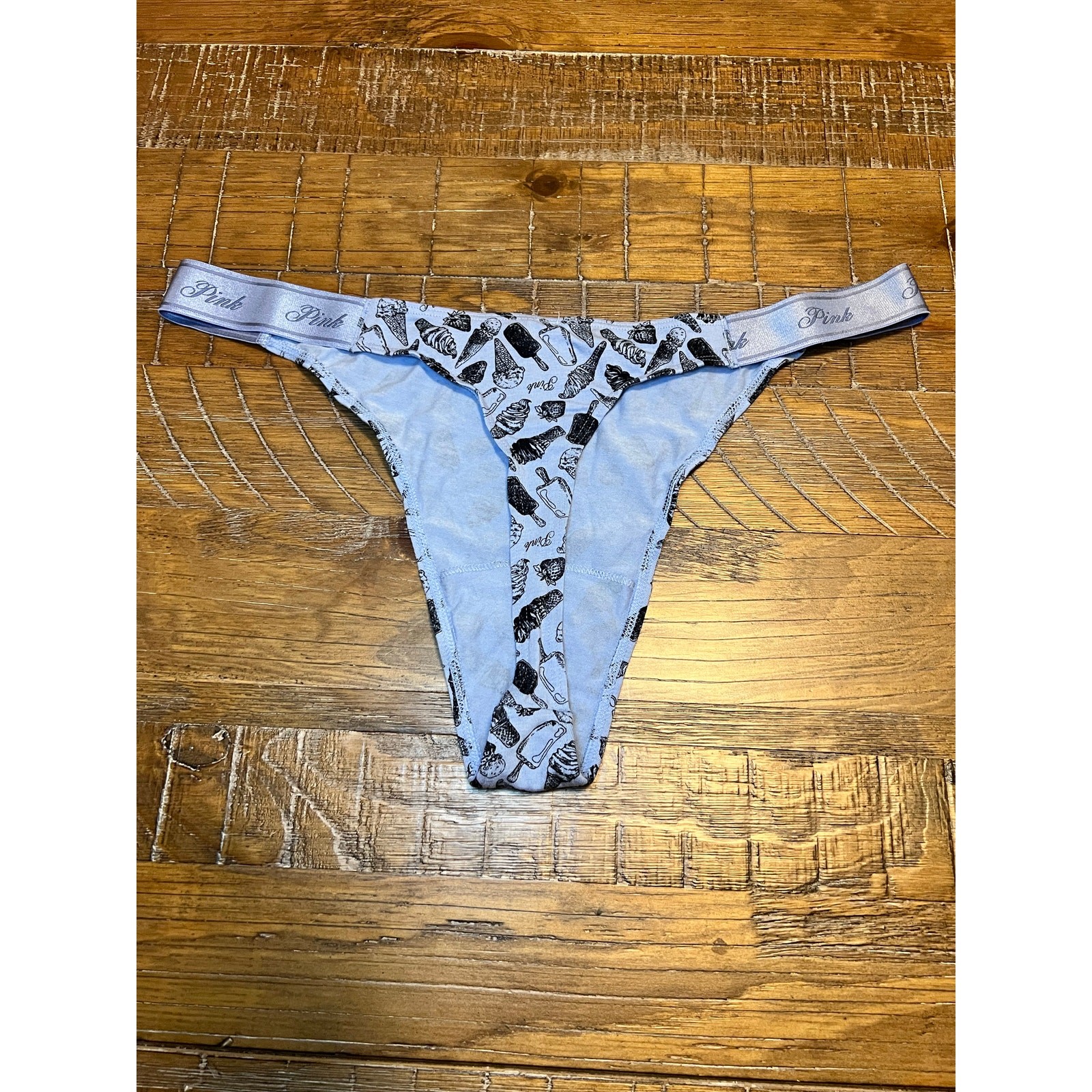 NWT Victoria’s Secret PINK Thong Panty Novelty Ice Cream Print Size XXL Spring