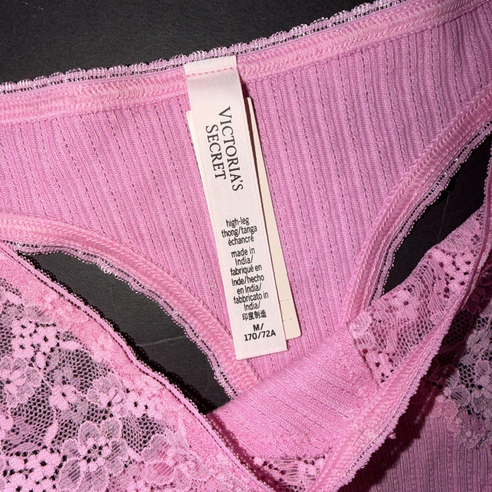 Victoria’s Secret M thong panty+M/L GARTER Belt PINK sugar Floral Embroidered