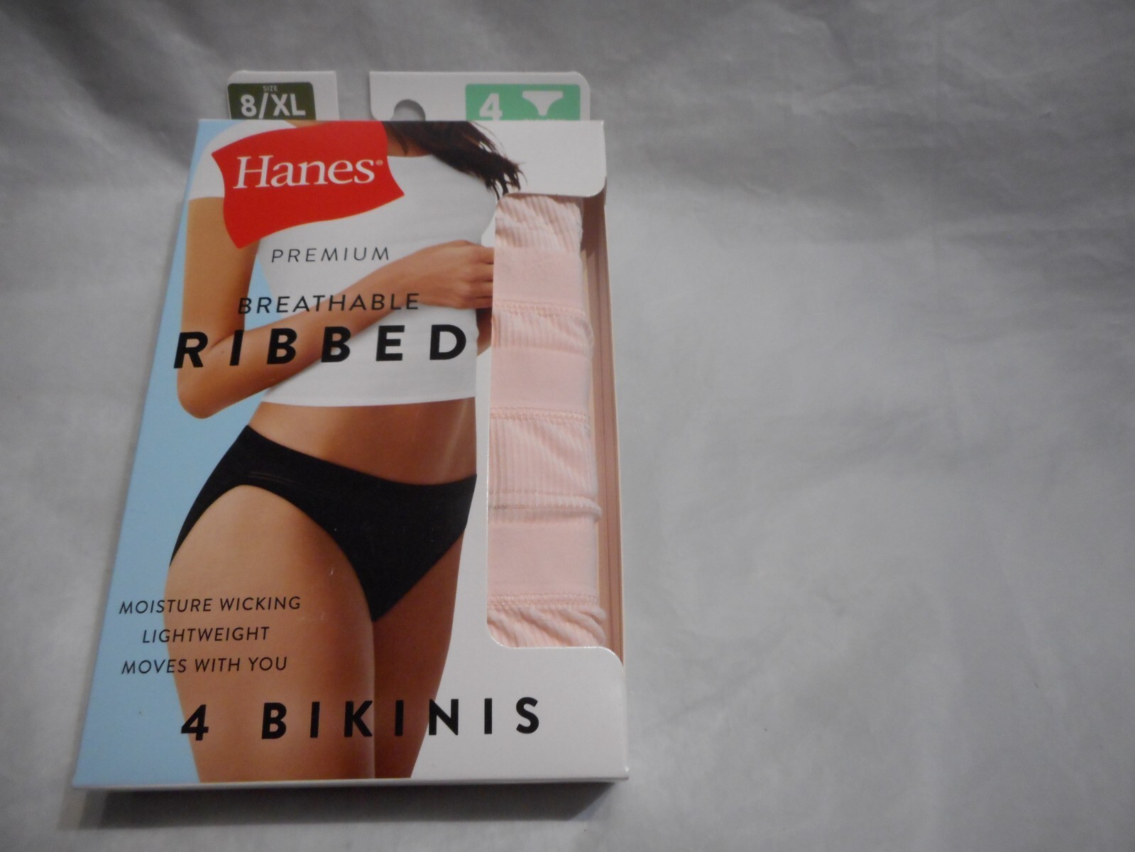 Hanes Premium Women 4 Pack Breathable Ribbed Tagless Pink Bikinis M,L,XL