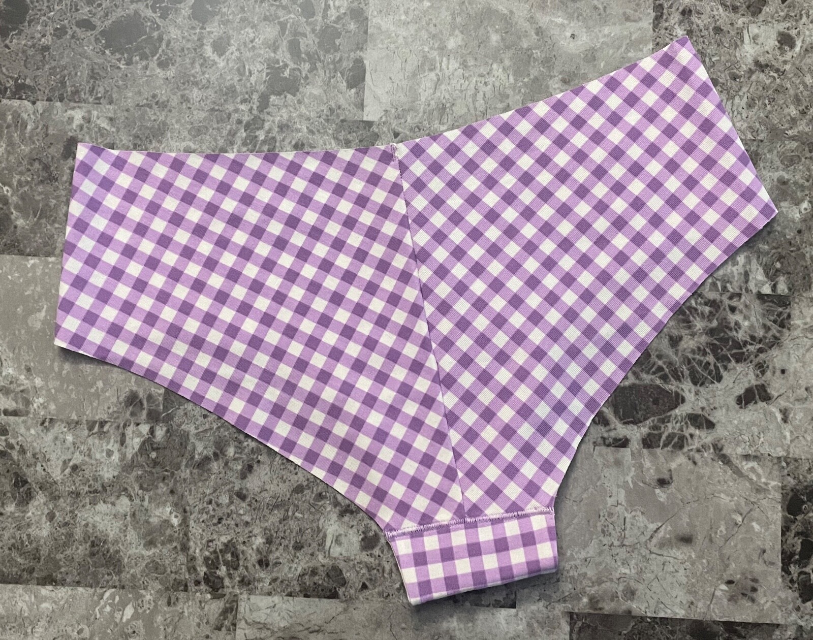 NWT VICTORIA’S SECRET PURPLE GINGHAM PLAID COTTON ELASTANE BLEND CHEEKY PANTIES