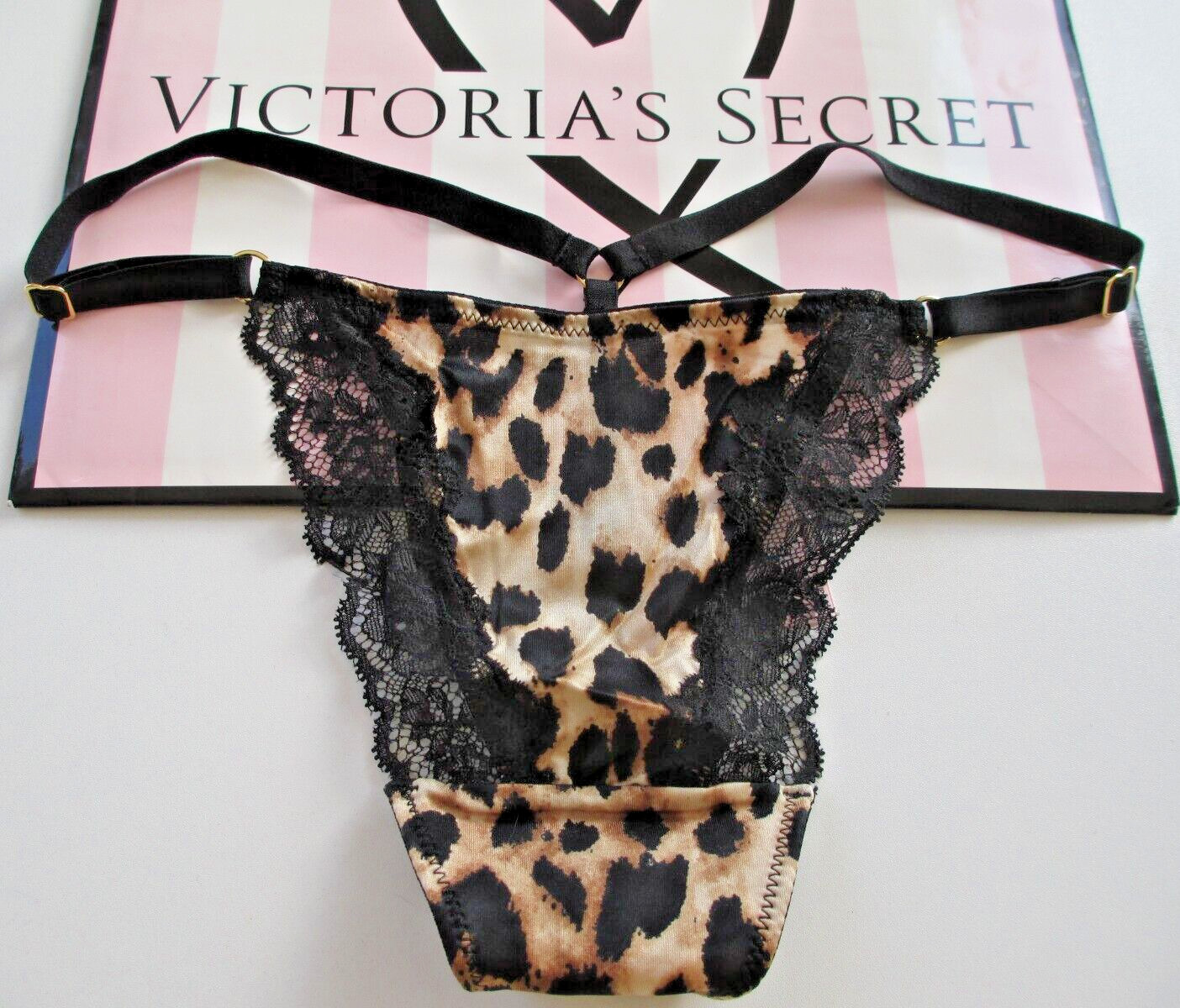VICTORIA’S SECRET VERY SEXY Lace Trim V-String Thong Panty S M L XL Leopard VS