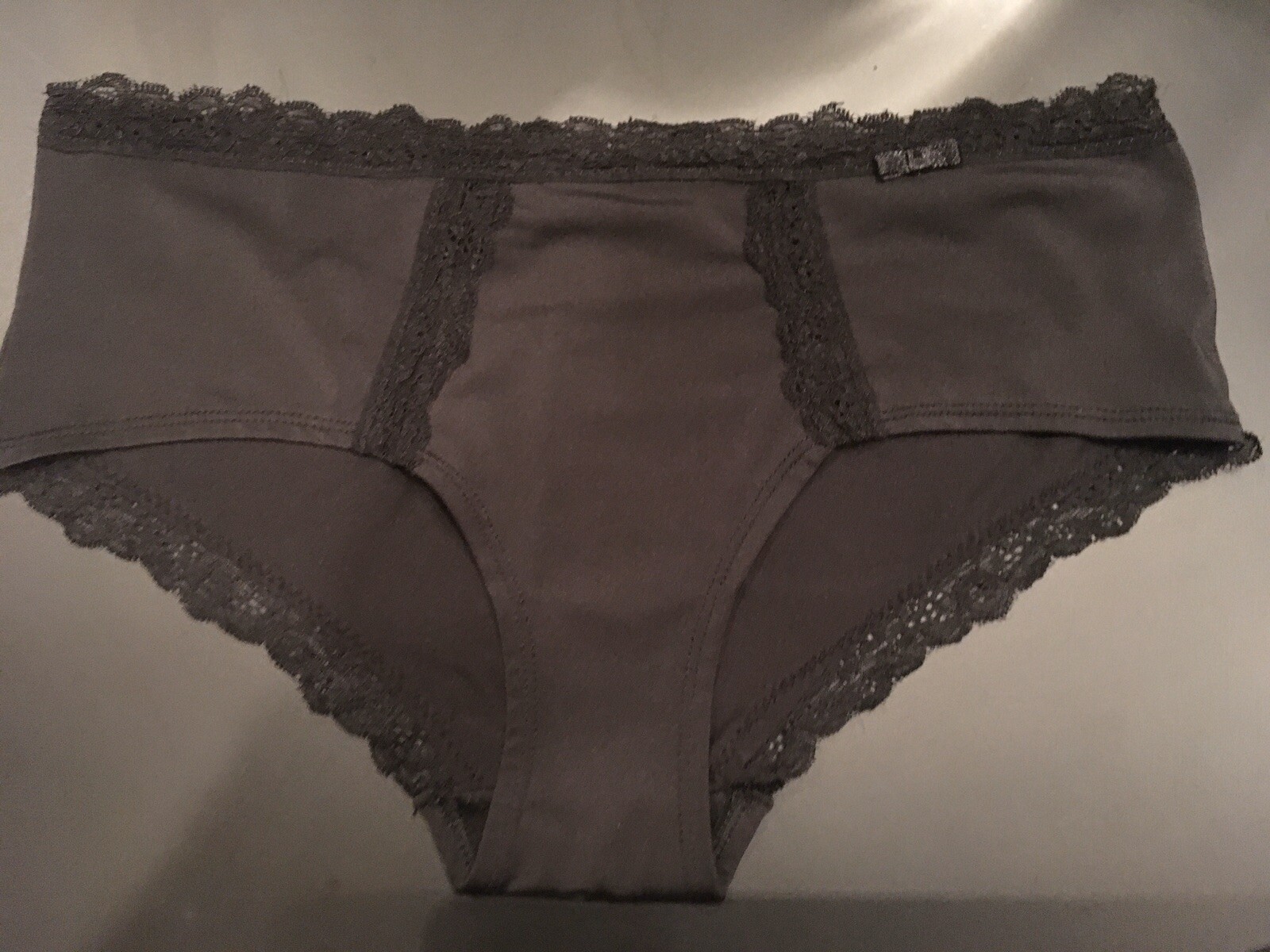 Vtg M French Cut Black Bikini Hiphugger Panties W Lace Trim