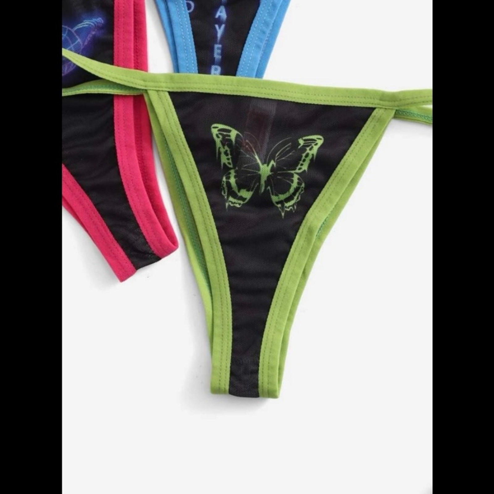 4 Pack, Multi-Colored, Graphic, Thong Panties