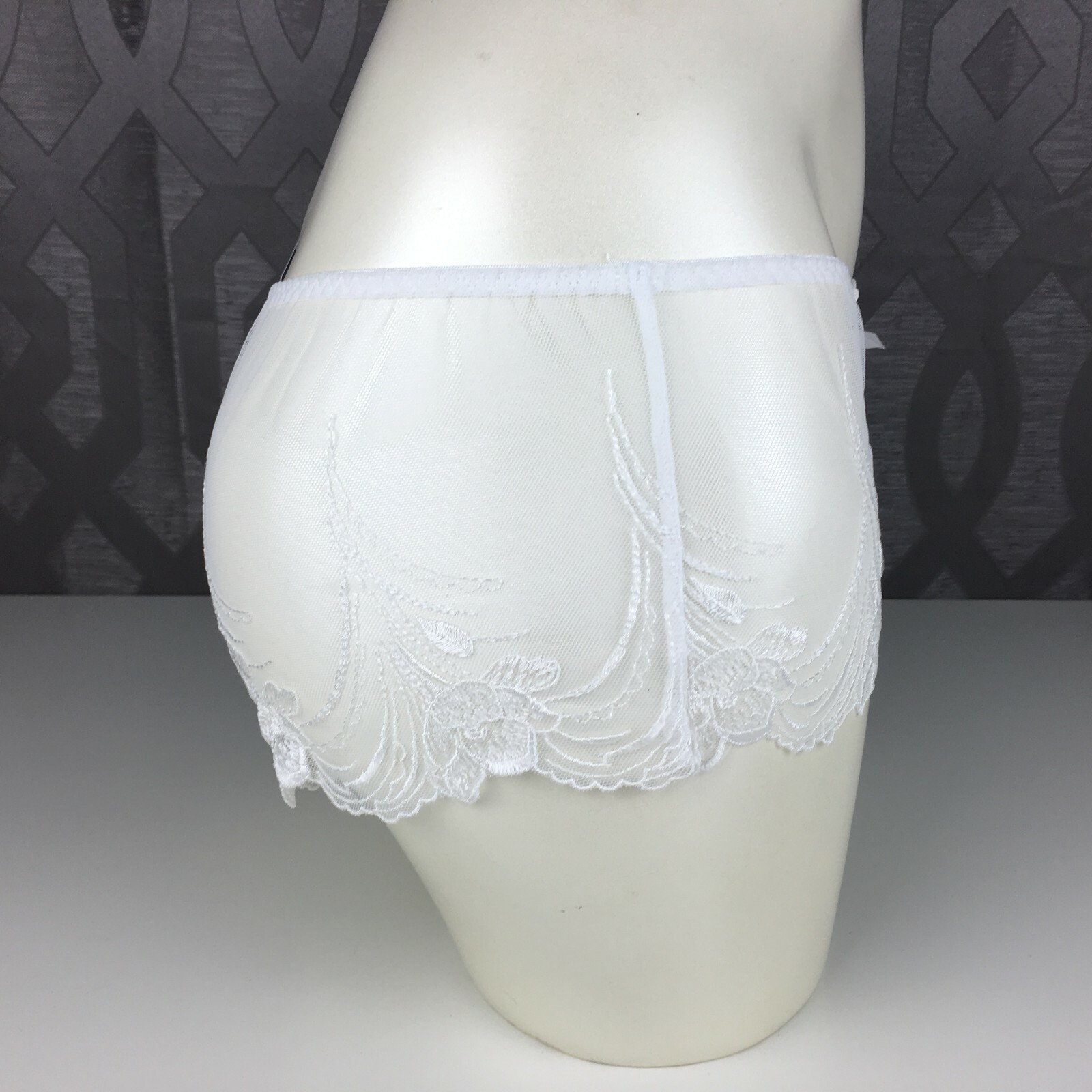 ALEGRO White Embroidered Sheer Hipster Boyshort Panty Lingerie – 9006B