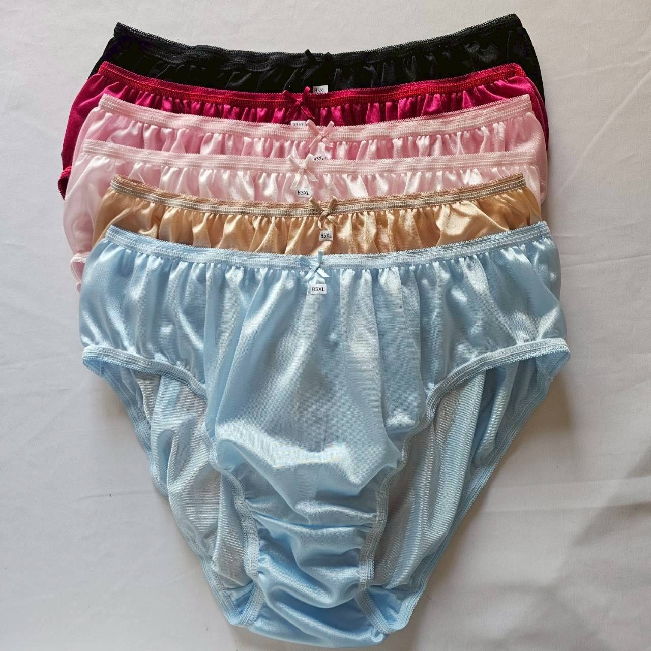 6 Plus Bikini Underwear Woman Nylon Panties Mid-Waist Soft Colorful Briefs /3XL