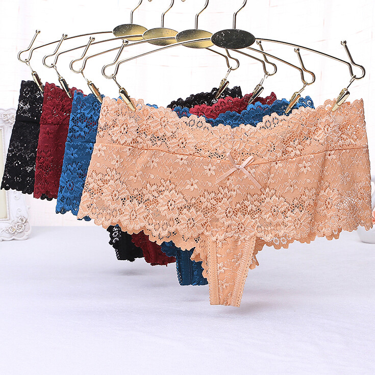 Womens Girl Sexy Flower Lace Underwear Underpants Knickers T-back Lace Intimates