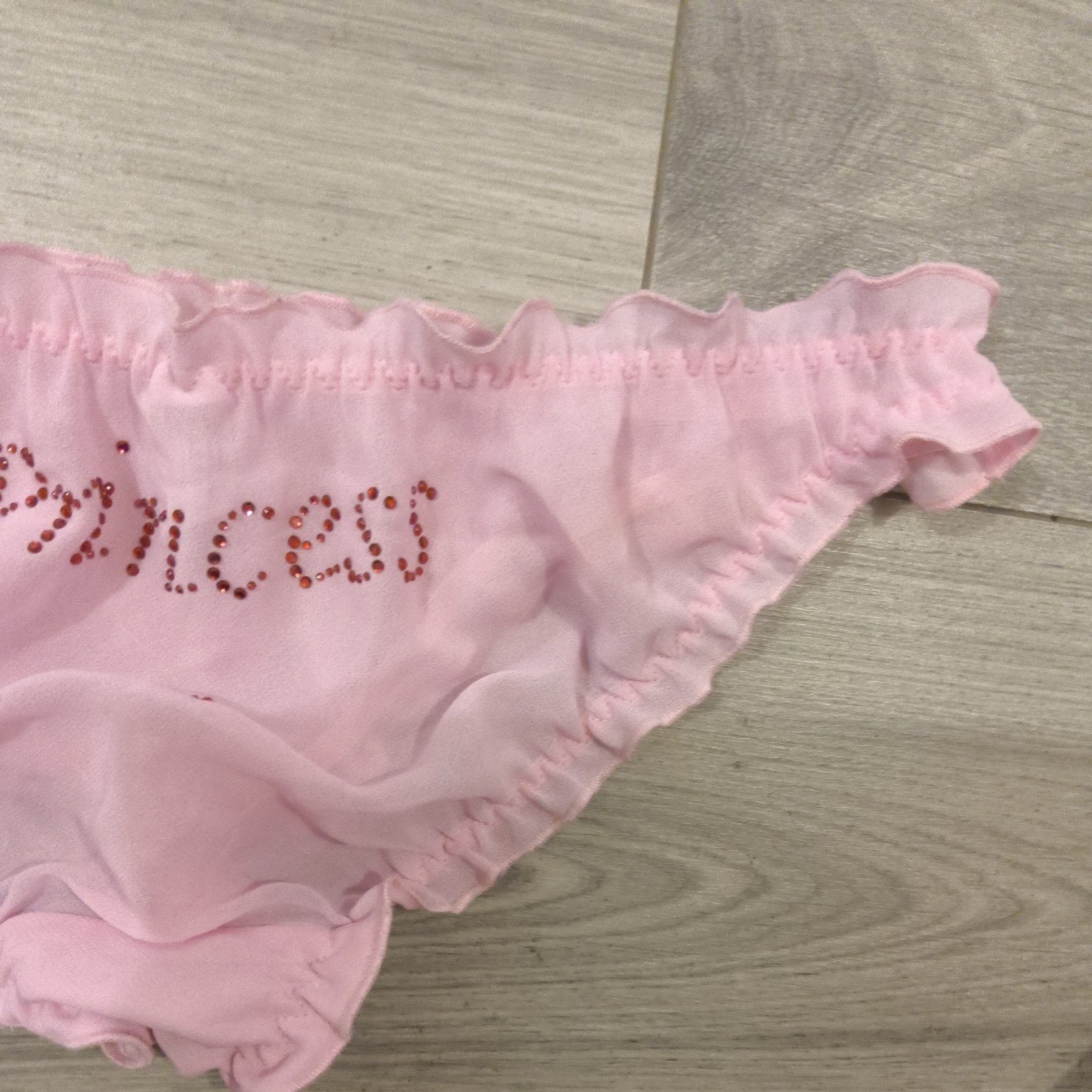BNWOT Vintage Ann Summers Pink Chiffon & Diamonte Princess Panties Sz Mdm 10-14