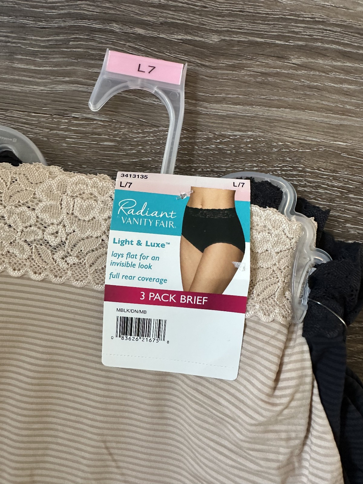 3 Vanity Fair Radiant Light and Luxe Brief Underwear Stretch Lace Waistband Lg