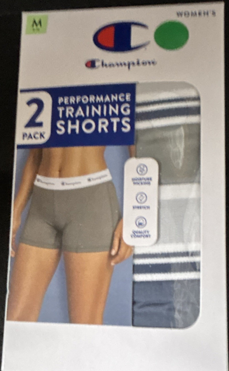 Champion 2 Pack Boyshort Panties M Moisture Wicking Stretch Tagless Gray Blue