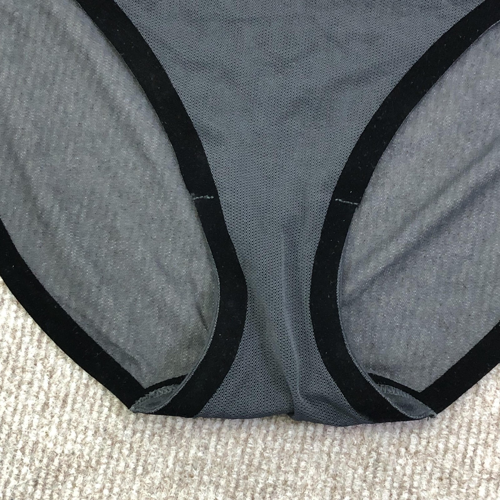 EBY Underwear Womens L Gray Mesh High Waist Brief Panties Sheer Stretch