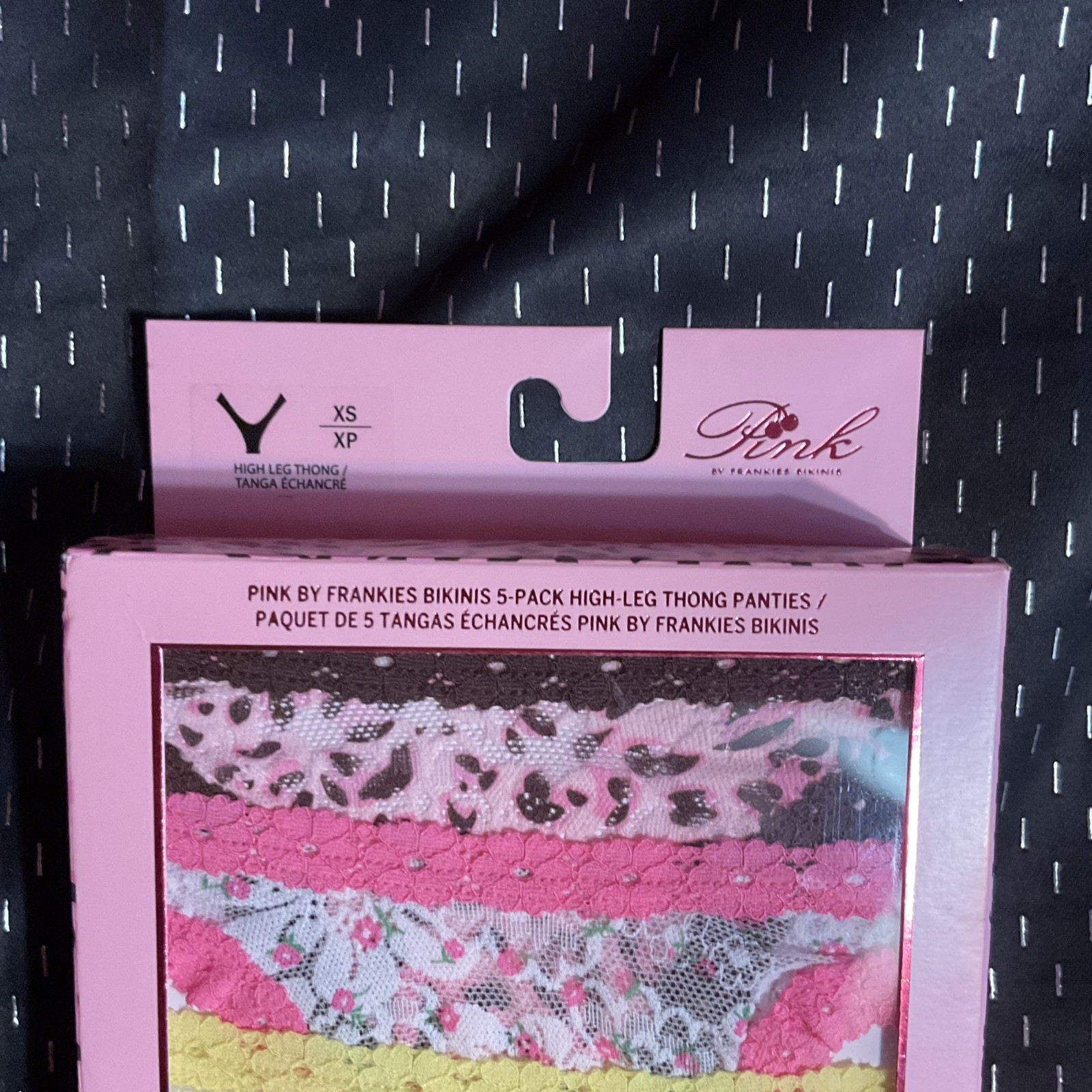 Pink by Frankies Bikinis 5-Pack Lace High-Leg Thong Panties XS Multicolor