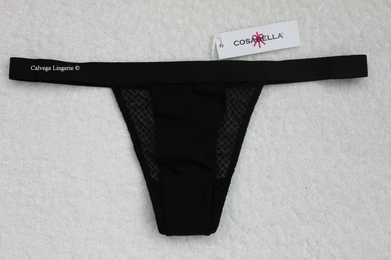 NWT COSABELLA BISOU0231 “Bisou” Low Rise Panel G-String Thong, Black, Italy, O/S