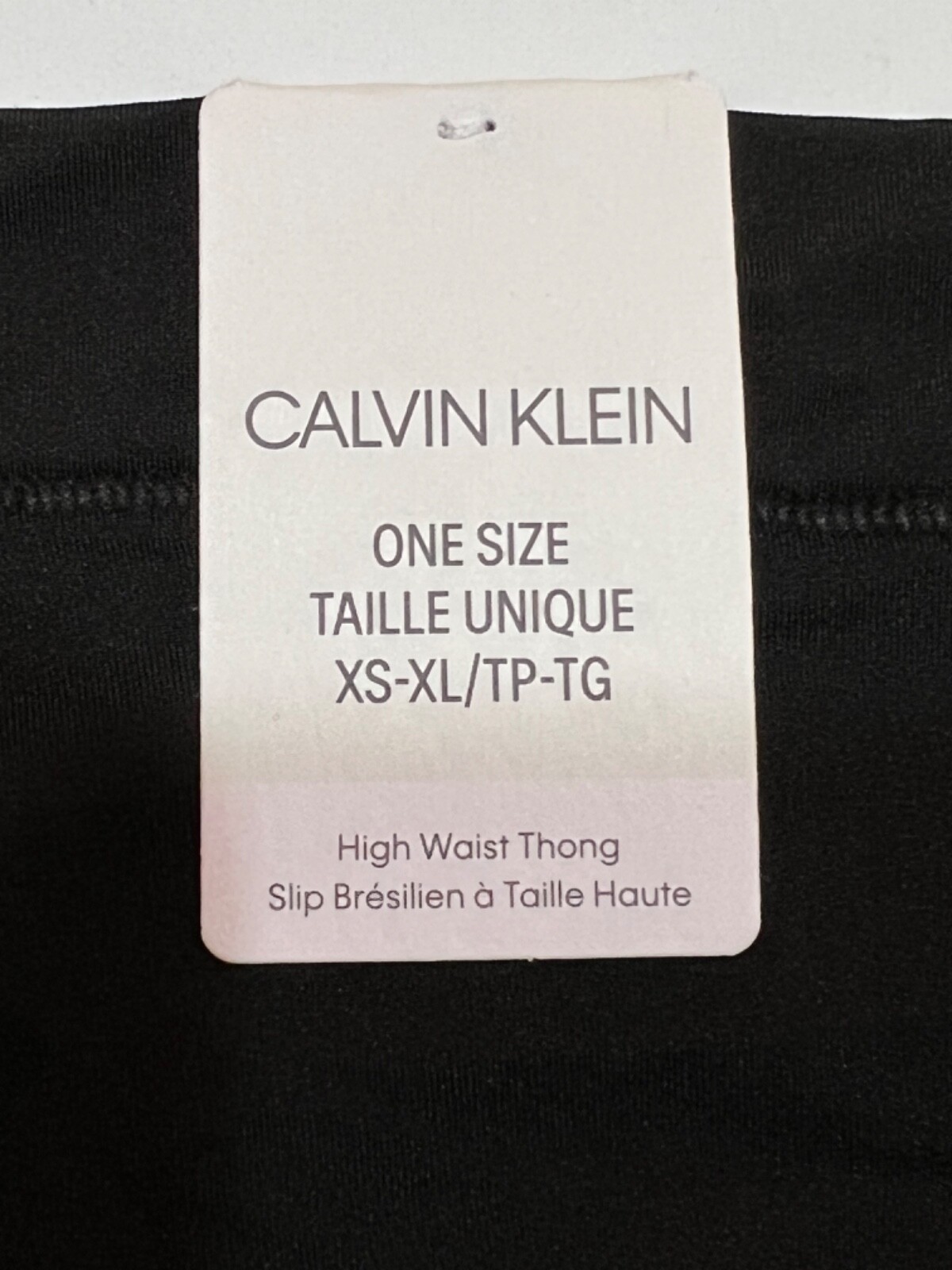 NWT CALVIN KLEIN High Waist Thong Sz OS (Fits XS-S-M-L-XL) Black Stretchy