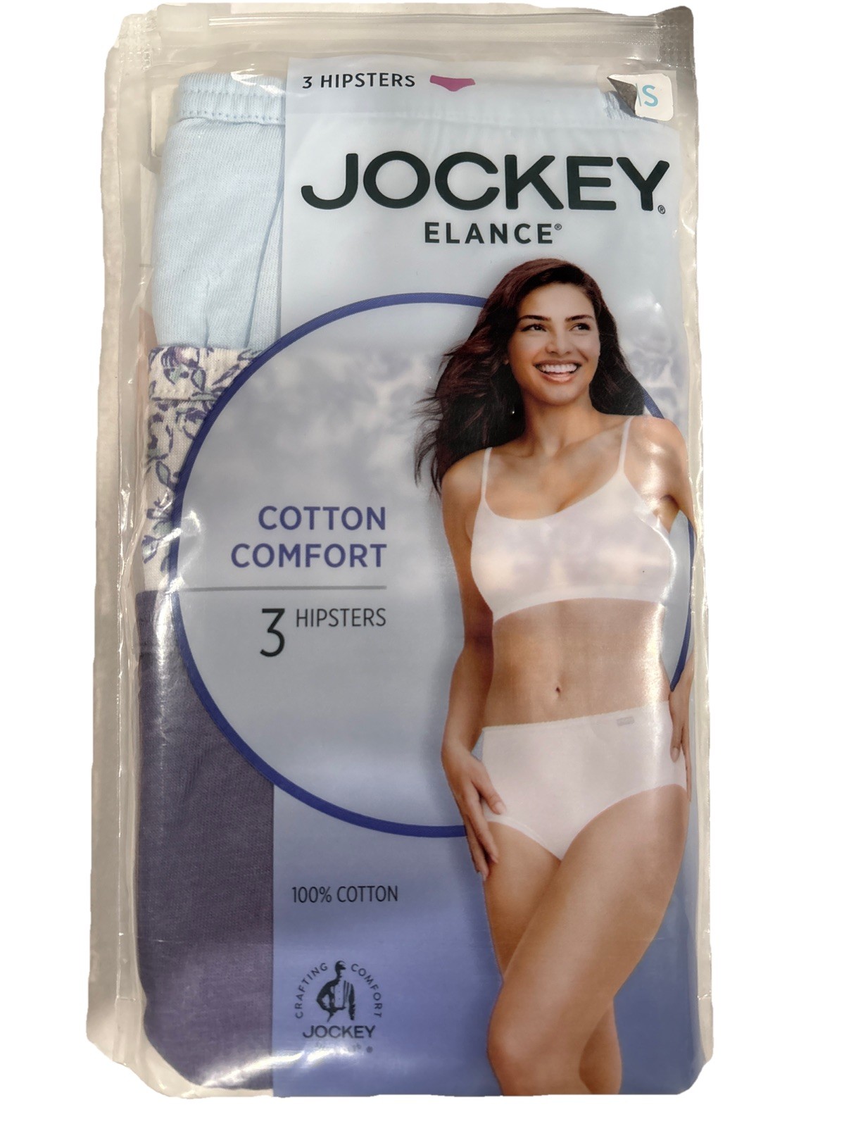 Jockey Elance Hipster Panties Womens Small S/5 Multicolor Cotton Comfort 3 Pack
