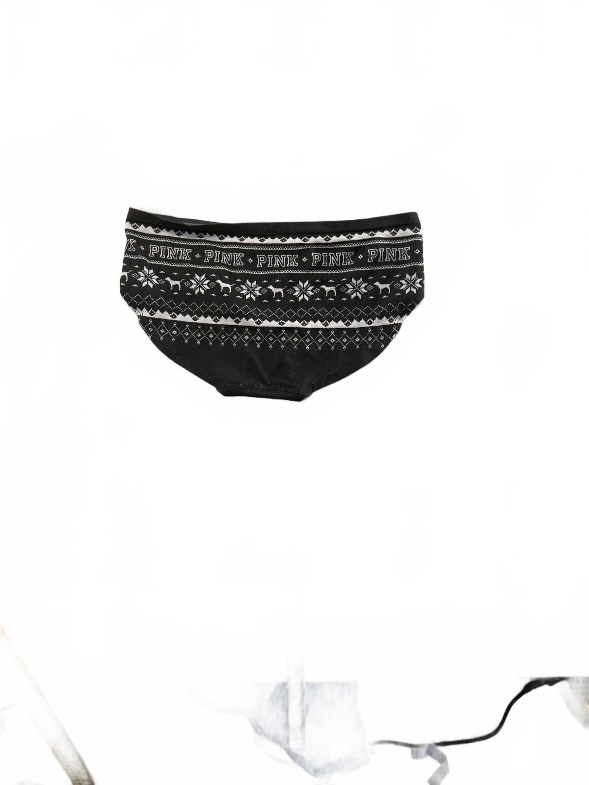 Large Victoria’s Secret PINK Black Grey Fair Isle Bikini Panties