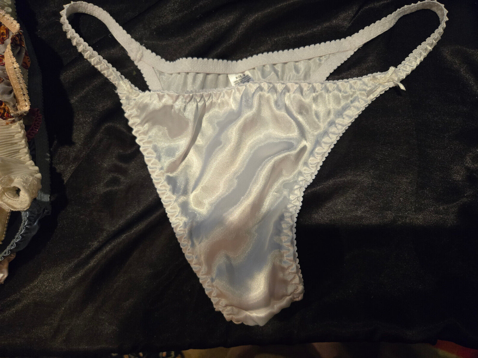 satin string thong panties size 8