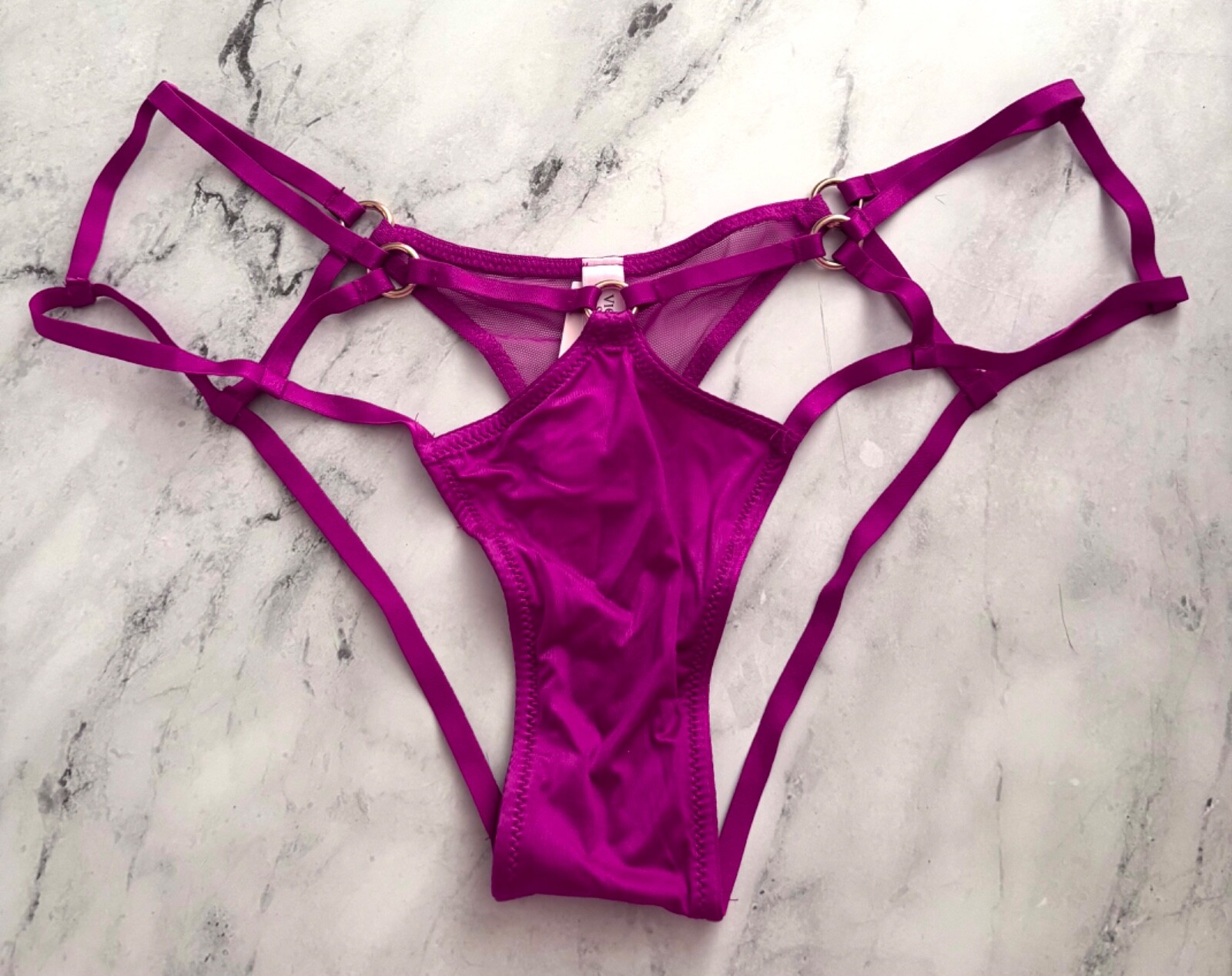 Victoria’s Secret Cheeky Panty Outrageous Pink Sexy Ring Hardware Cut Out M L XL
