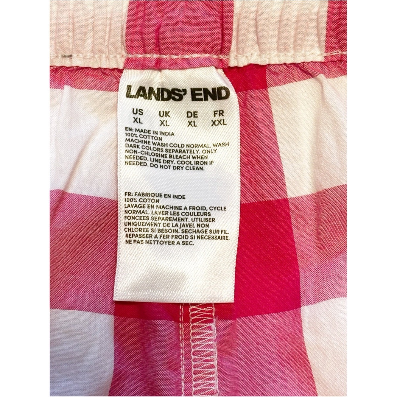 Lands’ End Poplin Sleep Boxer Shorts size XL NWT Hot Pink Gingham