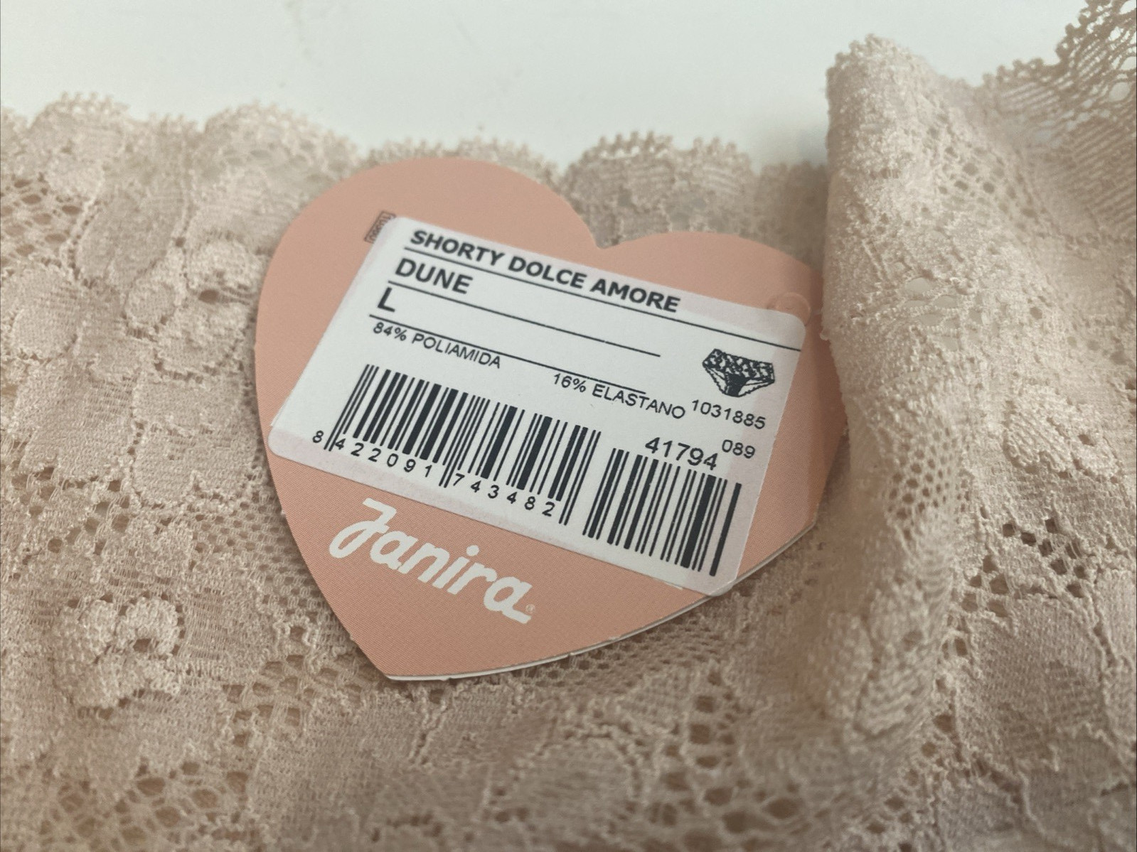 Janira Dolce Amore Nude Briefs Large Sheer stretch lace Brazilian panty panties