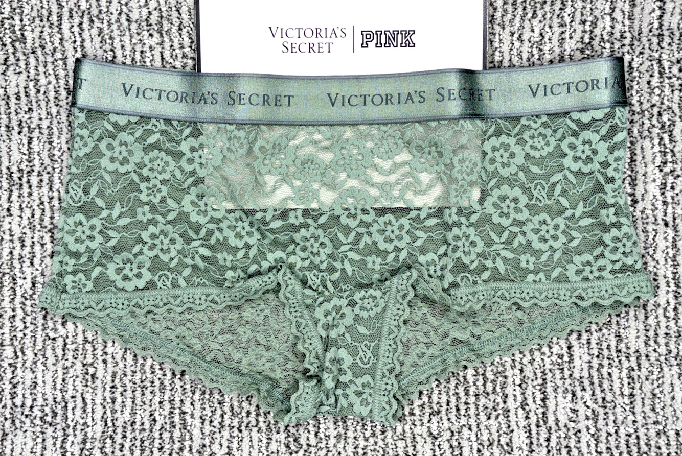 Victoria’s Secret NWT XXL Green Lace Boyshort Panty Sexy Sheer Spellout Cute