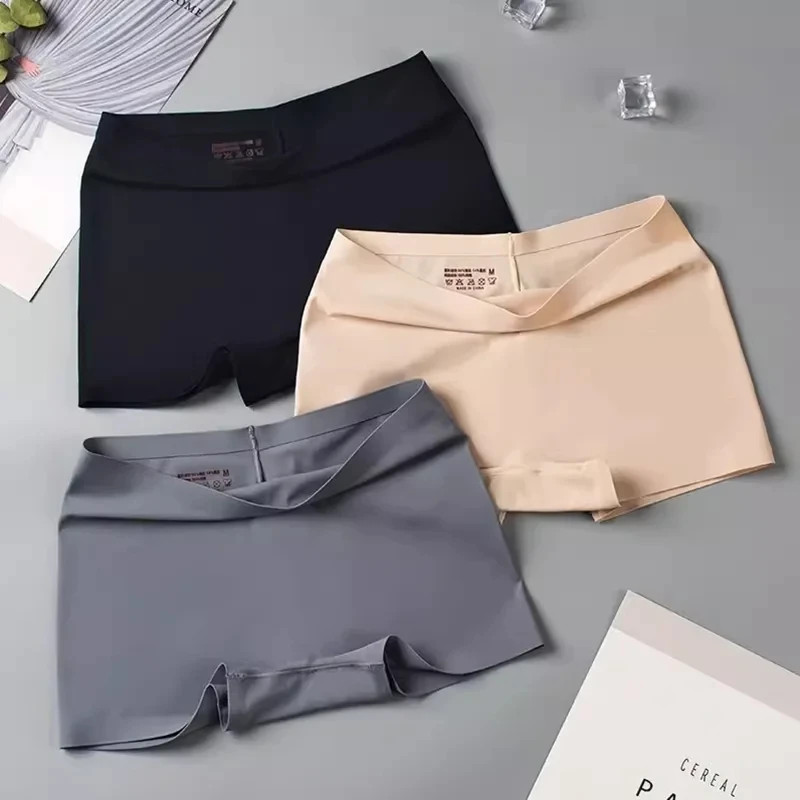Seamless Silk Boyshorts Soft Solid Color Plus Size Women’s Underwear 2 Pcs