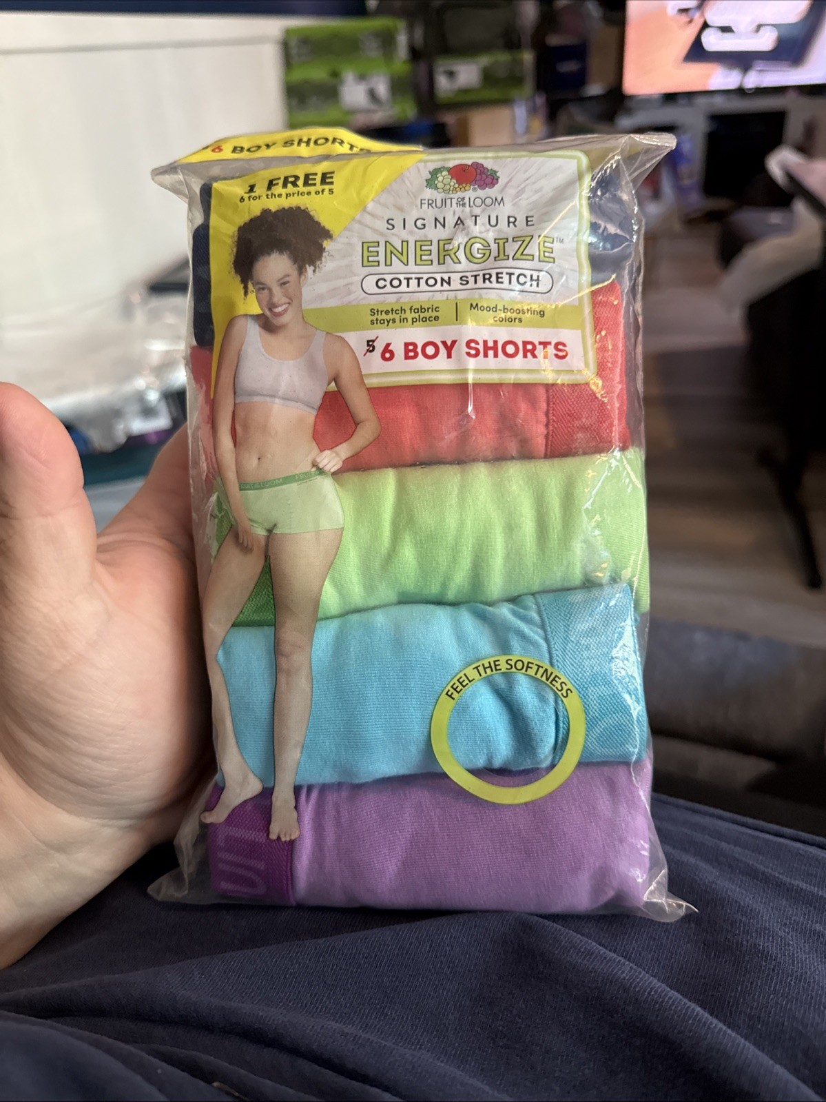 Fruit of the Loom SIGNATURE ENERGIZE BOY SHORTS 6PK Size 7 94%Cot/6%Spandex