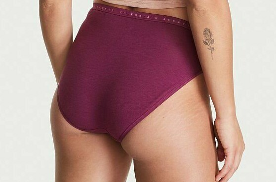 L KIR Red Wine Stretch Cotton Waist Victorias Secret High Leg Waist Brief Pantie