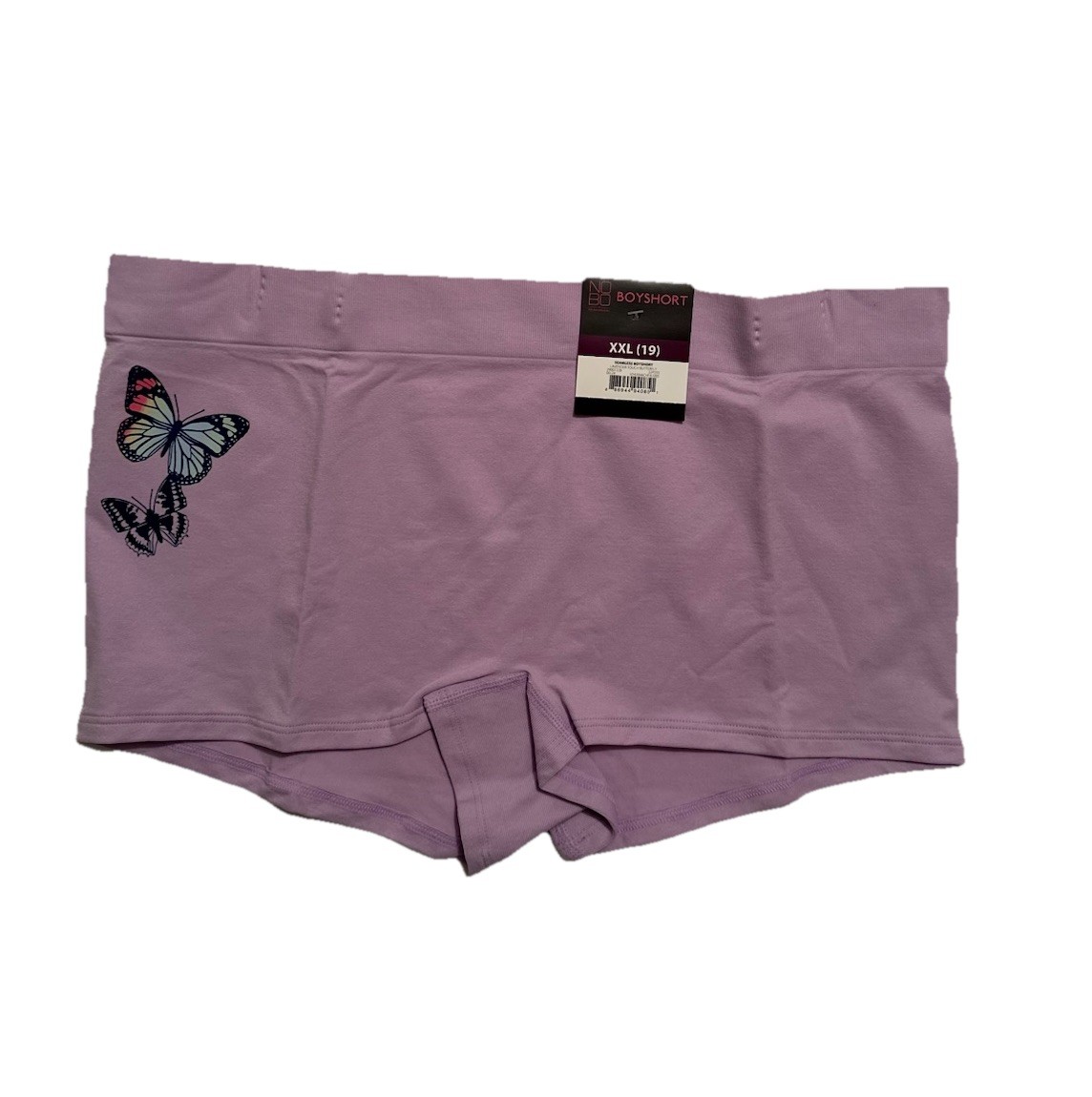 No Boundaries Underwear Women’s XXL 19 Seamless Boy Shorts Purple Butterfly