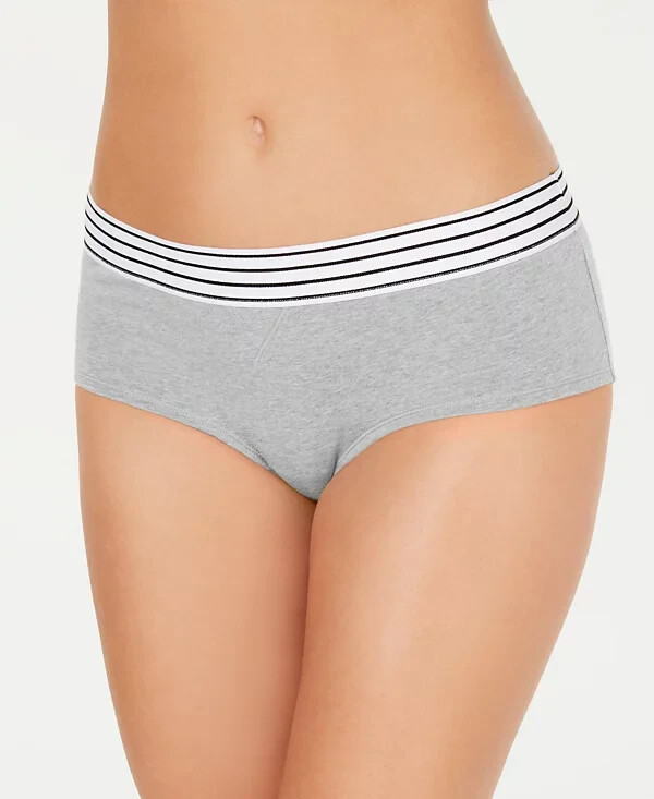 Jenni Women’s 95% Cotton Elastic Waist Hipster Panty Underwear, Gray, XXL