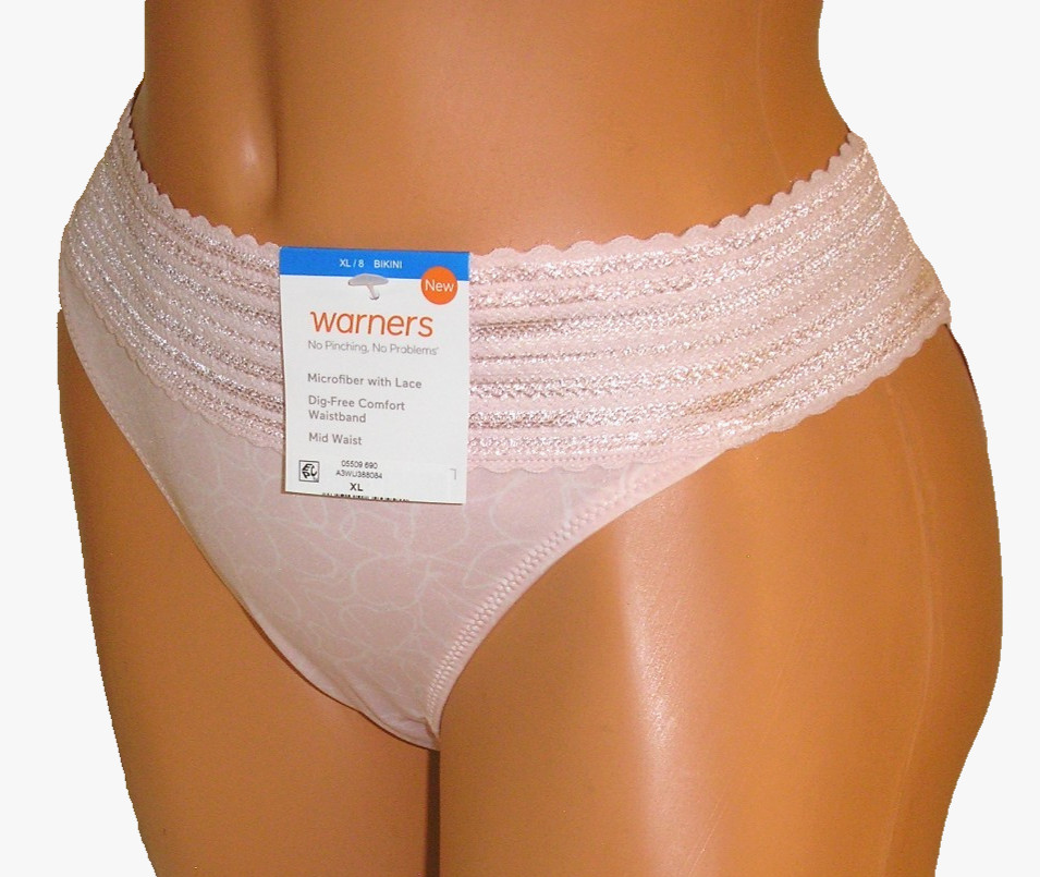 Panties Lingerie Warners No Pinch No Problem Pink Bikini Sz 8 XL Adult Gift