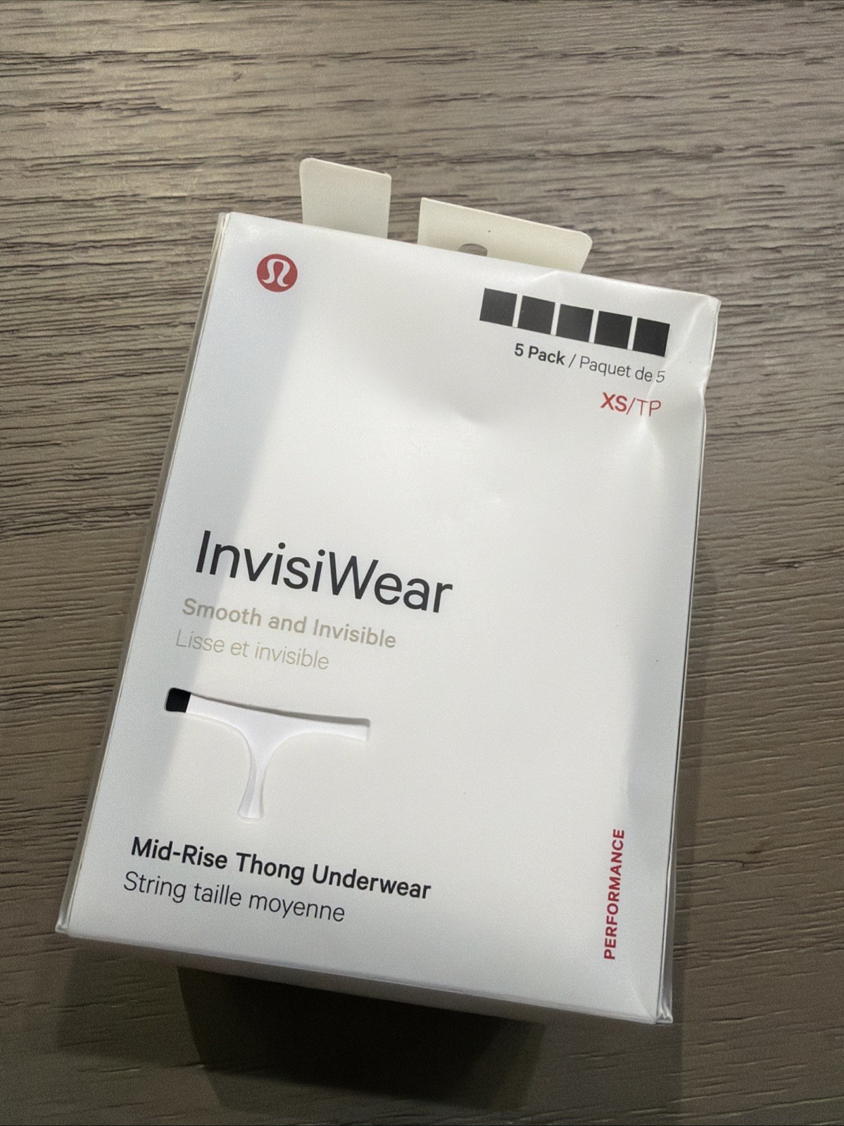 Lululemon UnderEase Mid-Rise Thong Underwear5 Pack, XS, Black