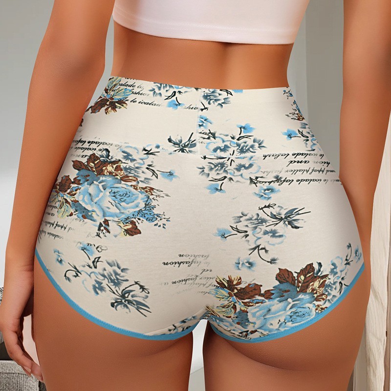 2 Pack High Waist Floral Cotton Bikini Panties – Comfort Tummy Control Butt Lift