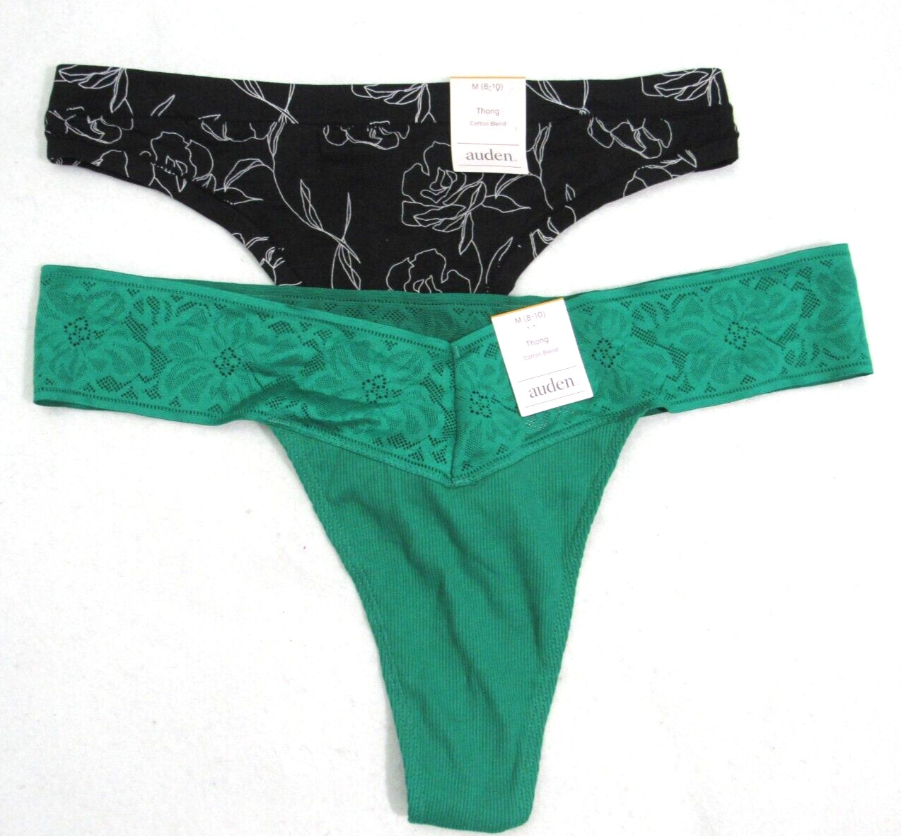 Auden Women’s Variety Thong 2 Pack Panties Size Medium 8-10