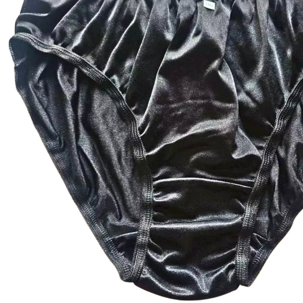 Set of 6 Bikini Panties 3XL Nylon Soft Stretch Unisex Black Waist 34-44″ Silky