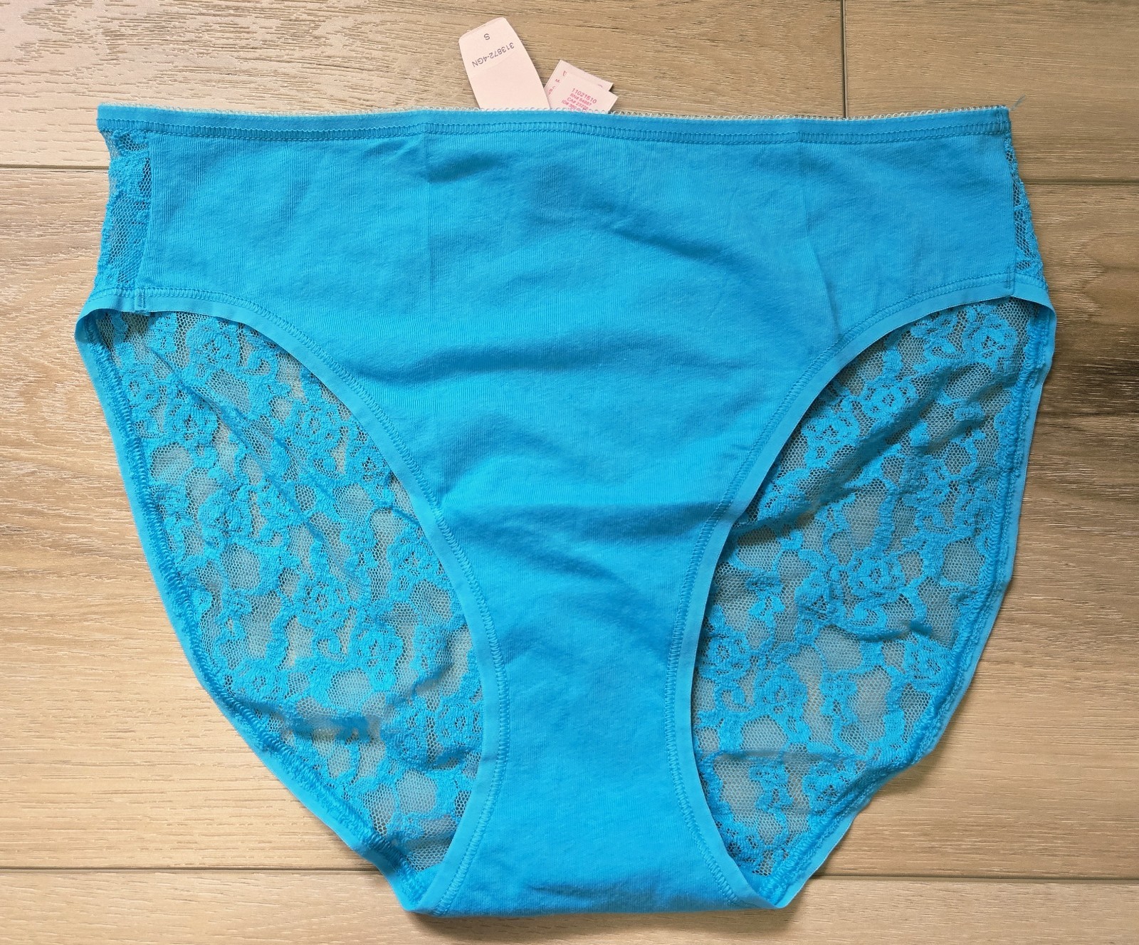 NWT Vintage Victoria’s Secret Teal Cotton Lace Back High-Leg Brief Panties S