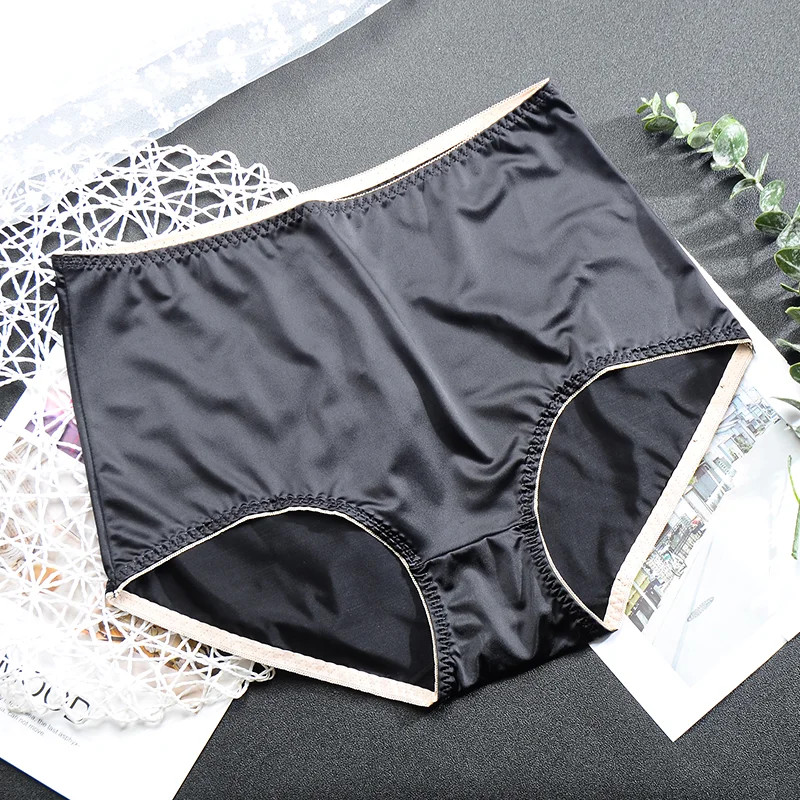 High Waist Satin Brief Panties Plus Size Women’s Seamless Soft Stretch Underwear