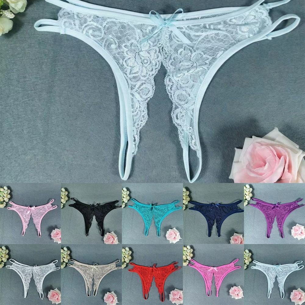 Briefs 1*Panties Multiple Colour One Size Open Crotch See-through Sheer