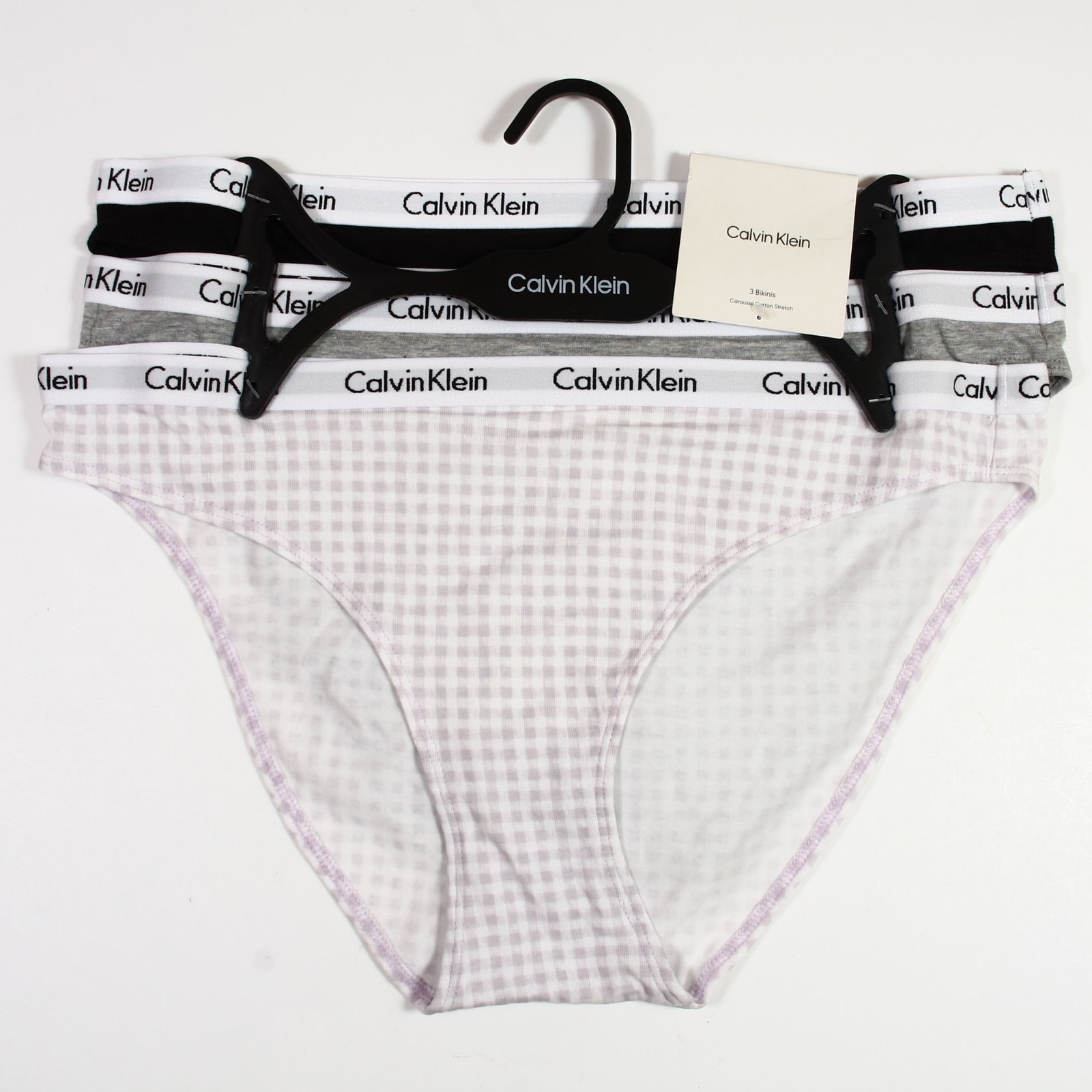 CALVIN KLEIN CAROUSEL COTTON STRETCH 3-BIKINIS QP1258R WOMEN’S SIZE L